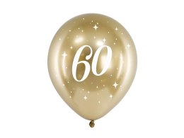 Balon gumowy Glossy 60 urodziny złoty 300mm Partydeco (CHB14-1-60-019-6)