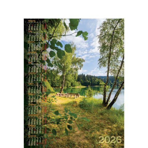 Kalendarz ścienny OGRÓD JEZIORO plakatowy 670mm x 988mm Telegraph (06)