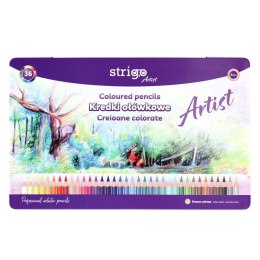 Kredki ołówkowe ARTIST 36 kol w op.metalowym 5905658810740 36 kol. Strigo (SSC538)