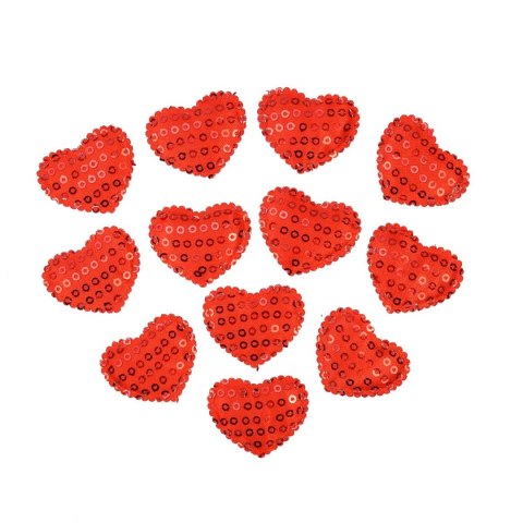 Naklejka (nalepka) cekinowe serduszka 3,5cm - 12szt. Arpex (WA7859)