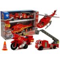 Samochód strażacki Zestaw Pojazdów Straż Pożarna Helikopter Motor Światło Dźwięki Lean (6946)