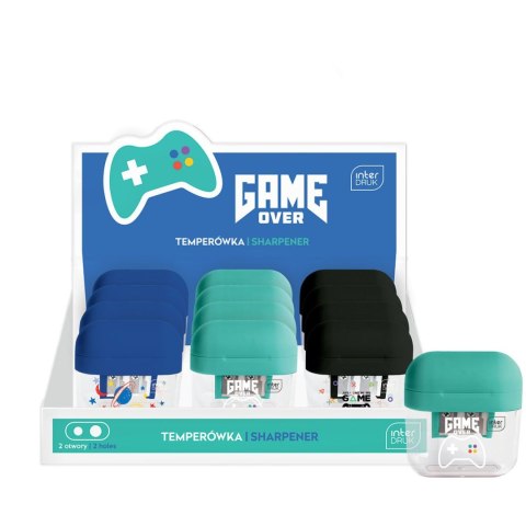 Temperówka GAME OVER podwójna z pojemnikiem mix plastik Interdruk (5902277331243)