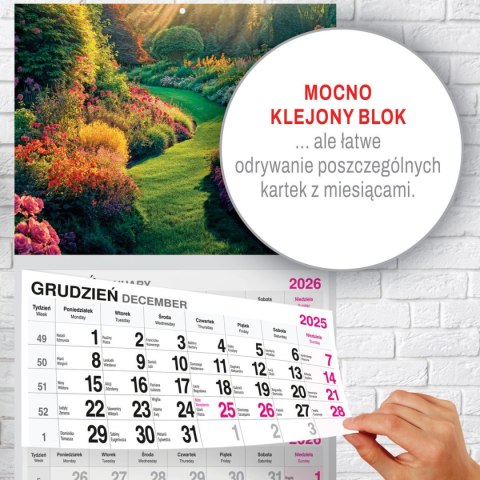 Kalendarz ścienny PREMIUM trójdzielny A4 Press (OGRÓD)