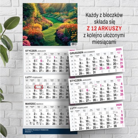 Kalendarz ścienny PREMIUM trójdzielny A4 Press (OGRÓD)