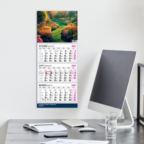 Kalendarz ścienny PREMIUM trójdzielny A4 Press (OGRÓD)