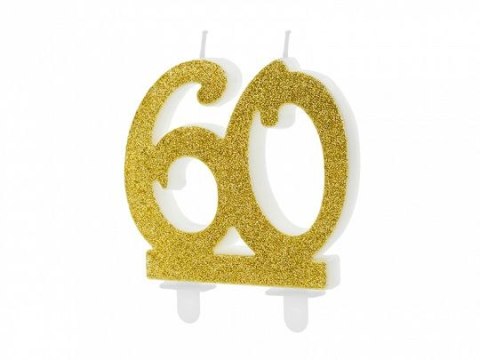 Świeczka urodzinowa liczba 60, złoty 7.5cm Partydeco (SCU5-60-019)