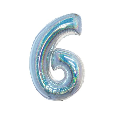 Balon foliowy Beauty&Charm Cyfra 6 holograficzna 76cm Godan (CH-BHS6) Balon foliowy Beauty&Charm Cyfra 6 holograficzna 76cm Godan (CH-BHS6)