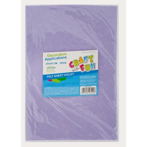 Ozdoba filcowa 20x30x5szt fiolet 20x30 Craft with Fun (439306) Ozdoba filcowa 20x30x5szt fiolet 20x30 Craft with Fun (439306)