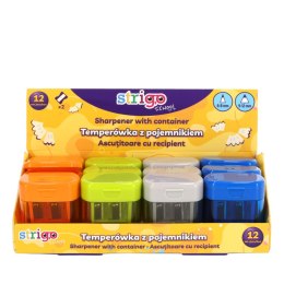 Temperówka z pojemnikiem na 2 grubości oł.i kredek mix plastik Strigo (SSC389)