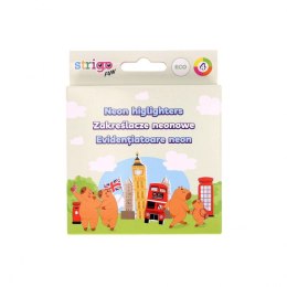 Zakreślacz KAPIBARA EKO NEON 4 sztuki wkład mix Strigo (SSC504)