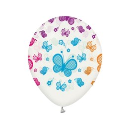 Balon gumowy Motylki 5 szt biały 12cal Godan (135GZ-MOT5)