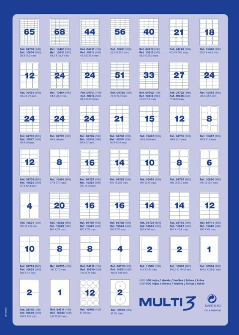 Etykieta samoprzylepna A4 biała [mm:] 99,1x67,7 Multi3 (4729)