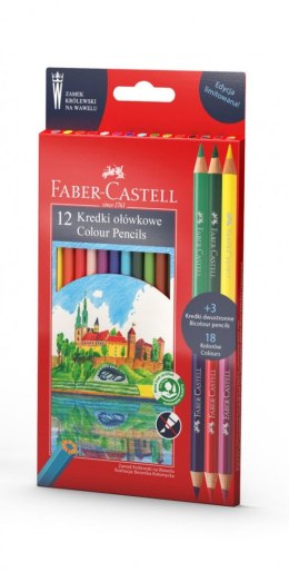 Kredki ołówkowe dwustronne Wawel 12+3 kol. Faber Castell (201480 FC)