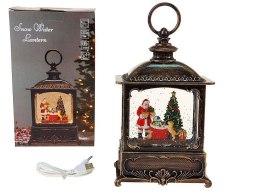 Lampki świąteczne świąteczna 21x13,5x7,5cm, światło LED, dźwięk z pozytywki, brokatowy śnieg, kabel USB Adar (602175)