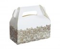 Opakowanie ozdobne papierowe W&C na ciasto Złoty nadruk, 20x10x10 cm, 6 szt. biały [mm:] 200x100x 100 Godan (PF-PTZN)