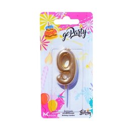 Świeczka urodzinowa piker cyfra 9 złota Go Party (SH-719-9)