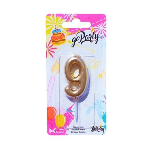 Świeczka urodzinowa piker cyfra 9 złota Go Party (SH-719-9) Świeczka urodzinowa piker cyfra 9 złota Go Party (SH-719-9)