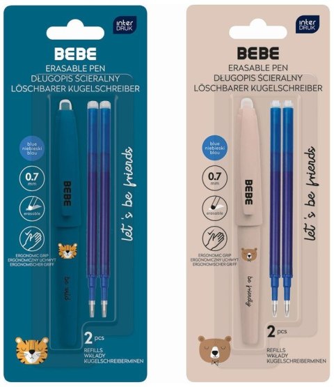 Długopis wymazywalny BEBE FRIENDS GIRL wkład niebieski 0,7mm Interdruk (ścieralny)