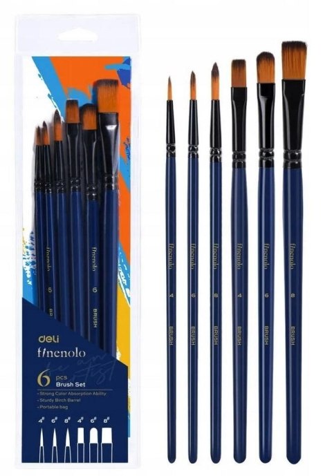 Pędzel FINENOLO 6 szt nylon nr mix Deli (EC277)