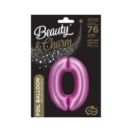 Balon foliowy Beauty&Charm Cyfra 0 satynowy róż 76cm Godan (CH-BSR0)