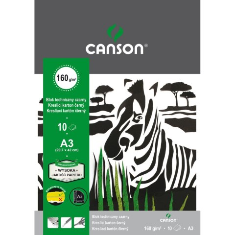 Blok techniczny czarny A3 czarny 160g 10k [mm:] 297x420 Canson (400075234)