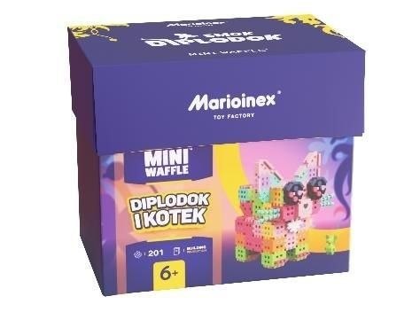 Klocki konstrukcyjne Mini Waffle 280el Diplodok i Kotek Marioinex