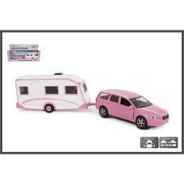 Samochód metalowe VOLVO z napędem i otwieranymi drzwiami + przyczepa camping Hipo (520194)