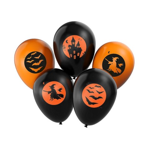 Balon gumowy Halloween 5 sztuk czarno-pomarańczowy Arpex (HA5678)