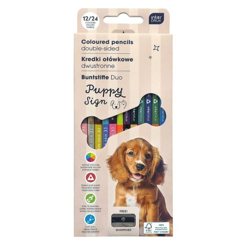 Kredki ołówkowe z temperówką 12/24 Interdruk (dustronne)