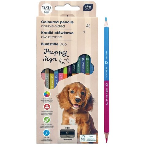 Kredki ołówkowe z temperówką 12/24 Interdruk (dustronne)