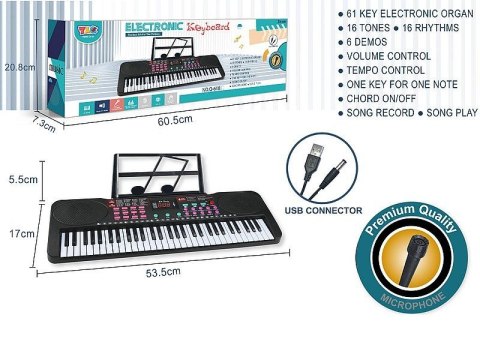 Organy 61 klawiszy, z mikrofonem, ładowarka USB Adar (611962) Organy 61 klawiszy, z mikrofonem, ładowarka USB Adar (611962)
