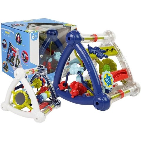 Zabawka edukacyjna Kolorowa Kostka Edukacyjna Grzechotka Kształty Lusterko Dla Niemowląt Biało- Niebieska Lean (8480)