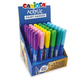 Marker specjalistyczny akrylowy z pędzelkiem 36 szt wkład mix pędzelek końcówka Carioca (160-2556)
