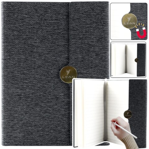 Notes (notatnik) Biurowy Na Magnes Notatnik Z Obiciem Czarny A5 95k. linia [mm:] 210x150 Lean (20682)