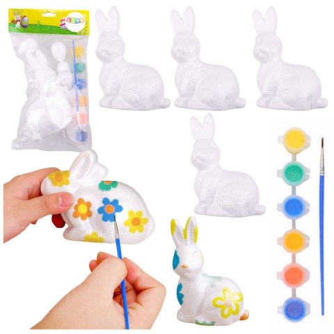 Ozdoba styropianowa Zajączki Wielkanocne Do Malowania Farbki 6szt 70mm Lean (21363)