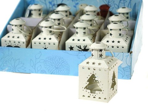 Lampion na tealight z motywem świątecznym 12x6x6cm, metalowy Adar (584150)