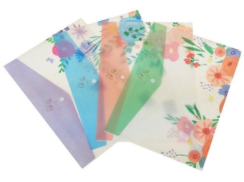 Teczka plastikowa na zatrzask w kwiaty A4 mix [mm:] 210x297 Adar (601673)