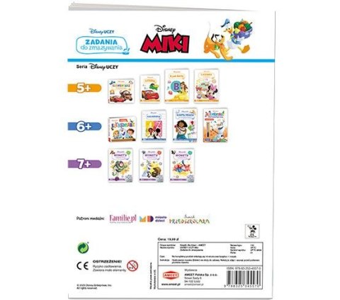 Książeczka edukacyjna Disney Uczy. Zadania do Zmazywania. Miki Ameet (UPTC 9309)