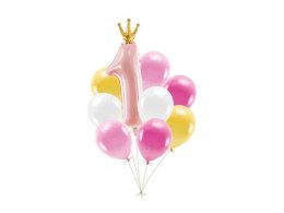 Balon foliowy Zestaw balonów Roczek, różowy Partydeco (ZB3-081)