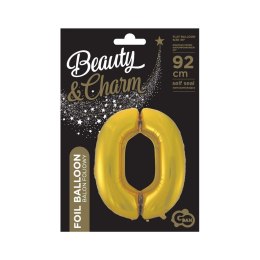Balon foliowy złoty matowy cyfra 0 45 cali 45cal Godan (hs-c45zmo)