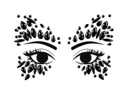 Kryształki Dekoracja na twarz Kryształki czarny Partydeco (NDT6-010)