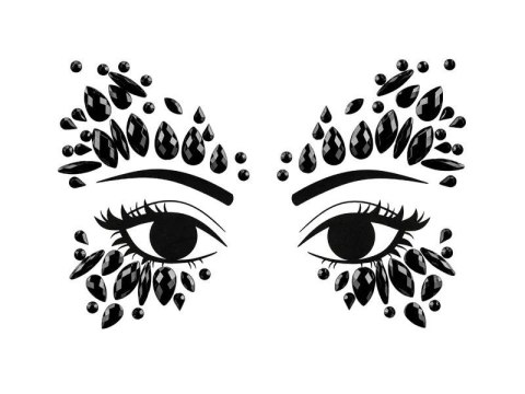 Kryształki Dekoracja na twarz Kryształki czarny Partydeco (NDT6-010)