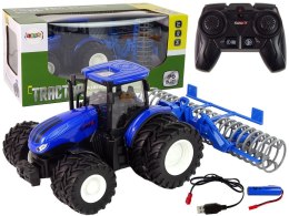 Traktor Zdalnie Sterowany 1:24 Niebieski Agregat Talerzowy Metal Lean (13346)