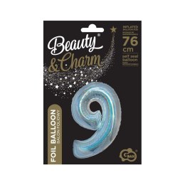 Balon foliowy Beauty&Charm Cyfra 9 holograficzna 76cm Godan (CH-BHS9)