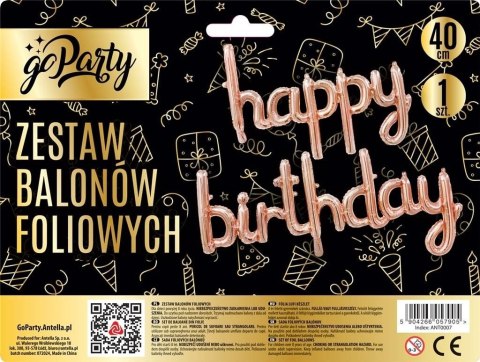 Balon foliowy zestaw balonów 13 elementów Happy Birthday rose gold Antella Balon foliowy zestaw balonów 13 elementów Happy Birthday rose gold Antella