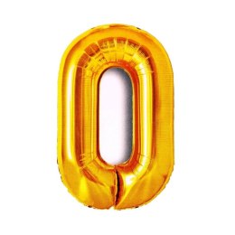 Balon foliowy cyfra 0 złota 82cm Go Party (BCF-955-0)