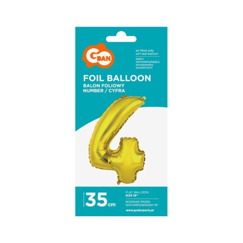 Balon foliowy cyfra 4 złoty 35 cm Godan (FG-C35Z4) Balon foliowy cyfra 4 złoty 35 cm Godan (FG-C35Z4)