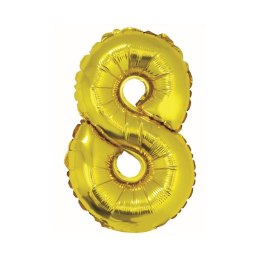 Balon foliowy cyfra 8 złoty 35 cm Godan (FG-C35Z8)