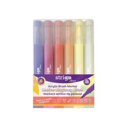 Marker specjalistyczny końcówka BRUSH akrylowy w 6kol wkład mix pędzelek końcówka Strigo (SSC429)