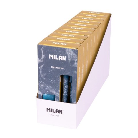 Zestaw piśmienniczy Niebieski P1 Lava długopis + ołówek + temperówka Milan (6355LVBA)